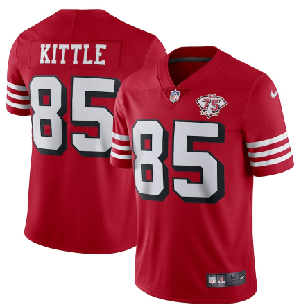 Men's San Francisco 49ers #85 George Kittle 2021 Scarlet 75th Anniversary Alternate Vapor Untouchable Stitched NFL Jersey